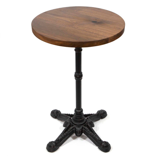 19" round solid black walnut cafe bistro tables