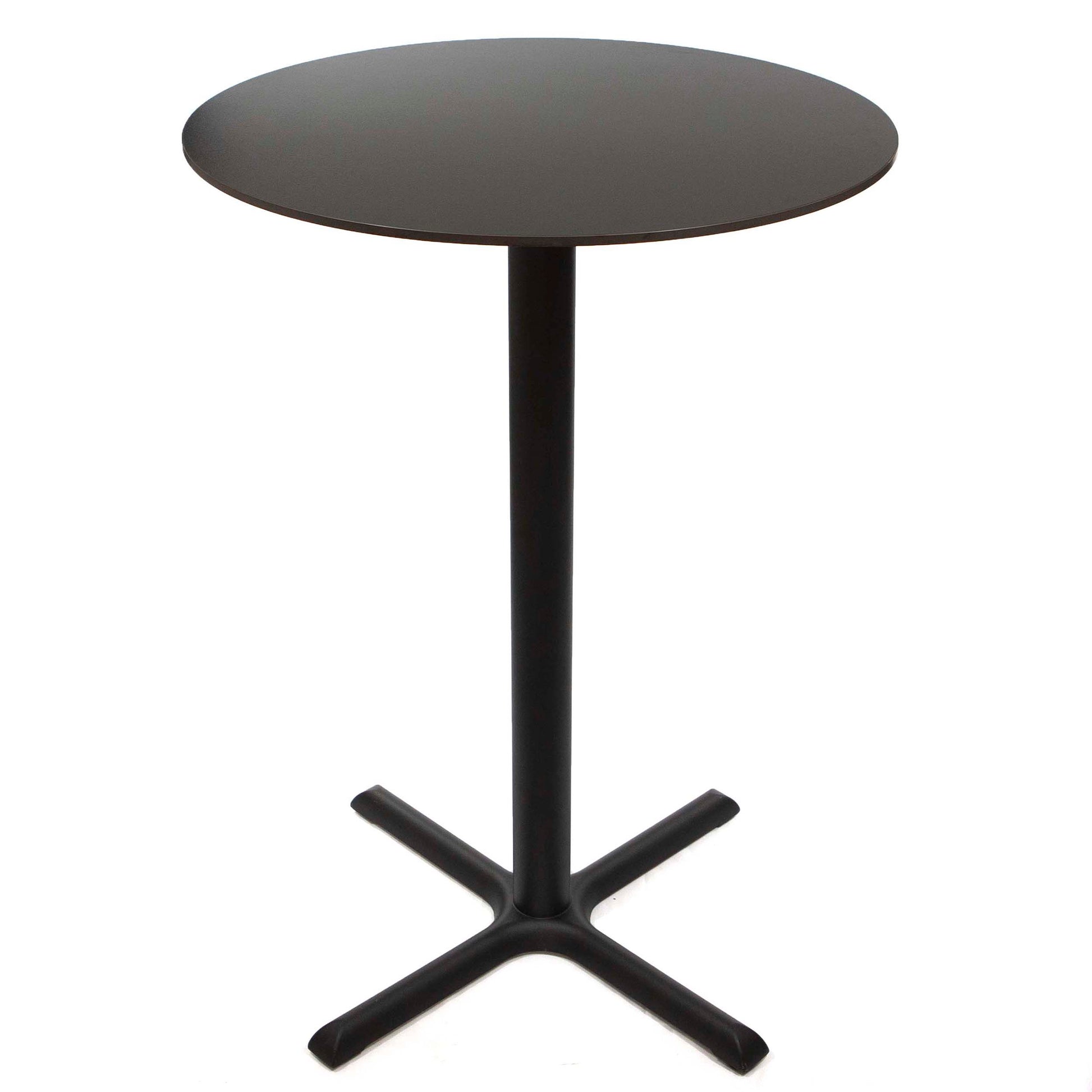 30" round pure black sintered stone bar height bistro table