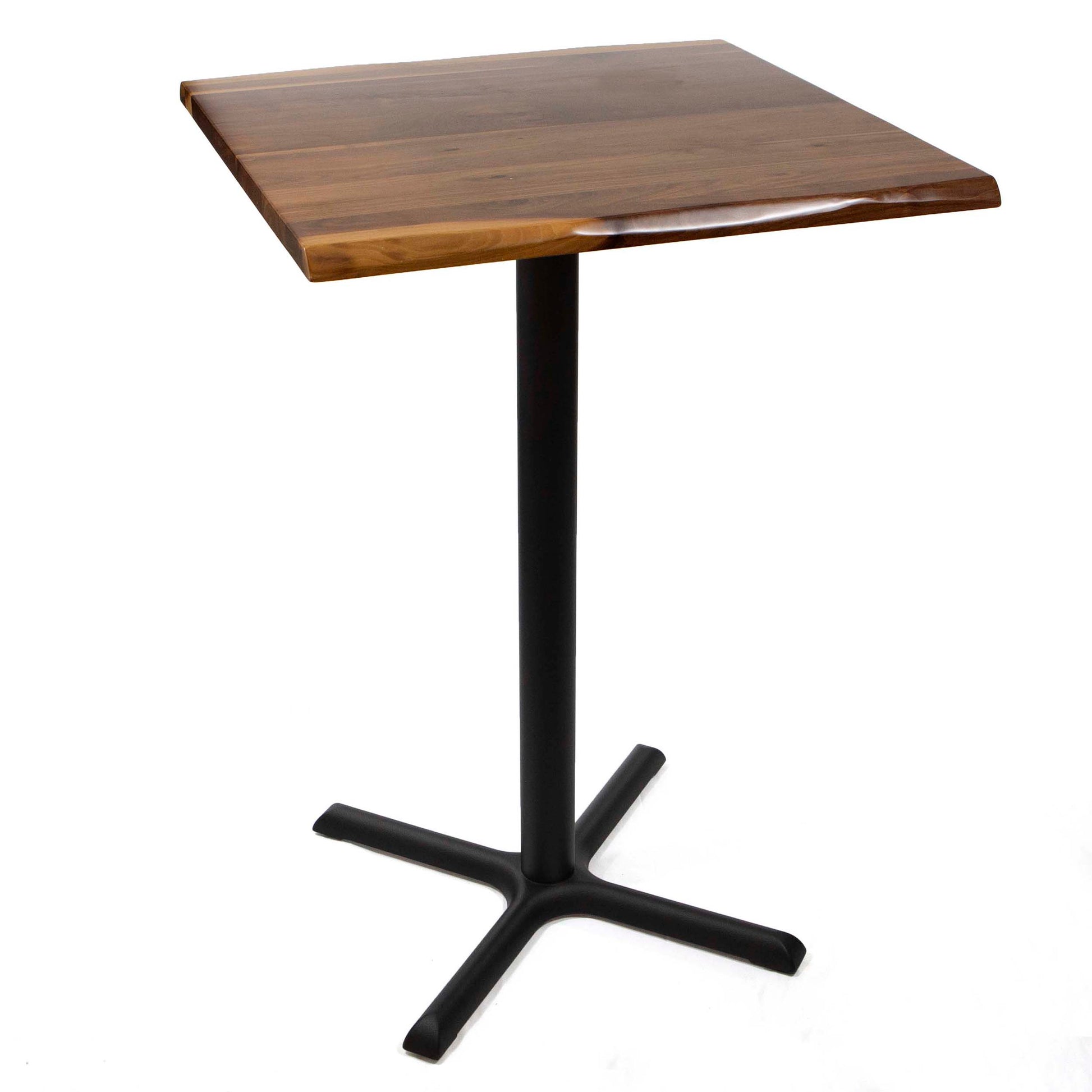 30" x 30" solid black walnut bar height bistro table