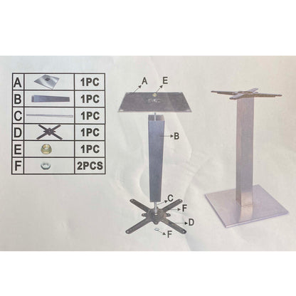 Flat Square Bistro Table Base in Cast Iron, 1 PC, Pedestal Shape #JK3016