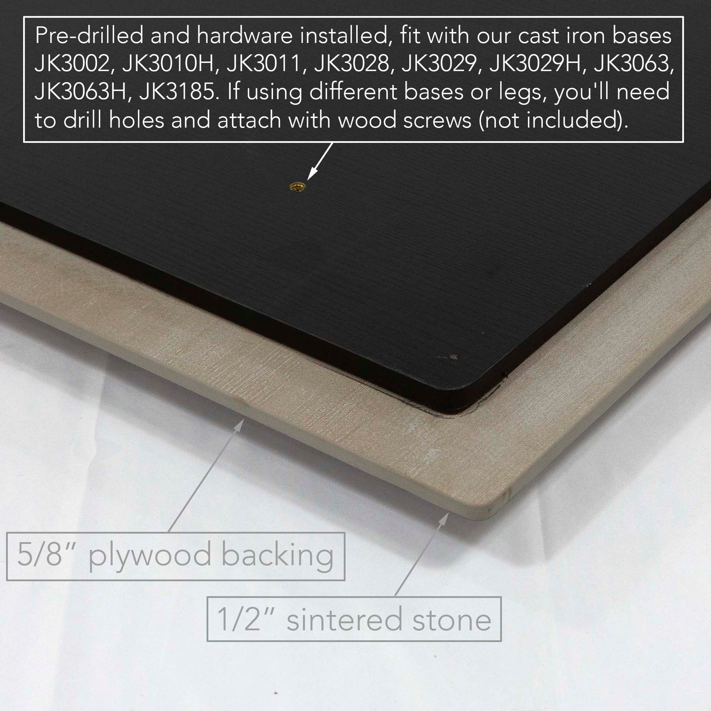 24 x 24" Sintered Stone Restaurant Table Top, White Color #KE2424-W