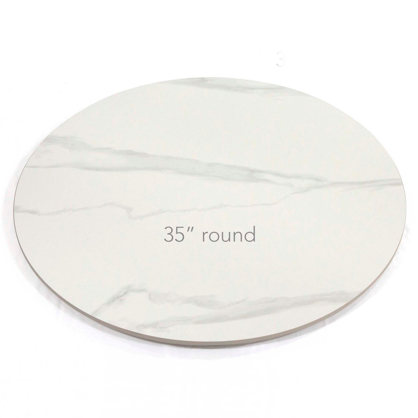 35" Round Sintered Stone Restaurant Table Top, White Color #KED35-W