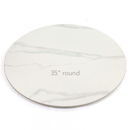 35" Round Sintered Stone Restaurant Table Top, White Color #KED35-W
