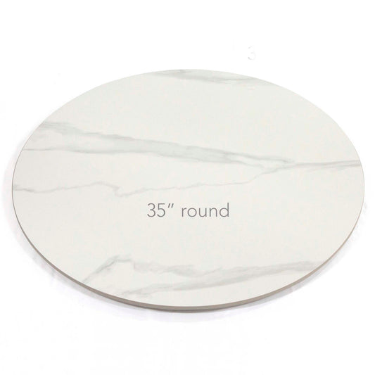 35" Round Sintered Stone Restaurant Table Top, White Color #KED35-W