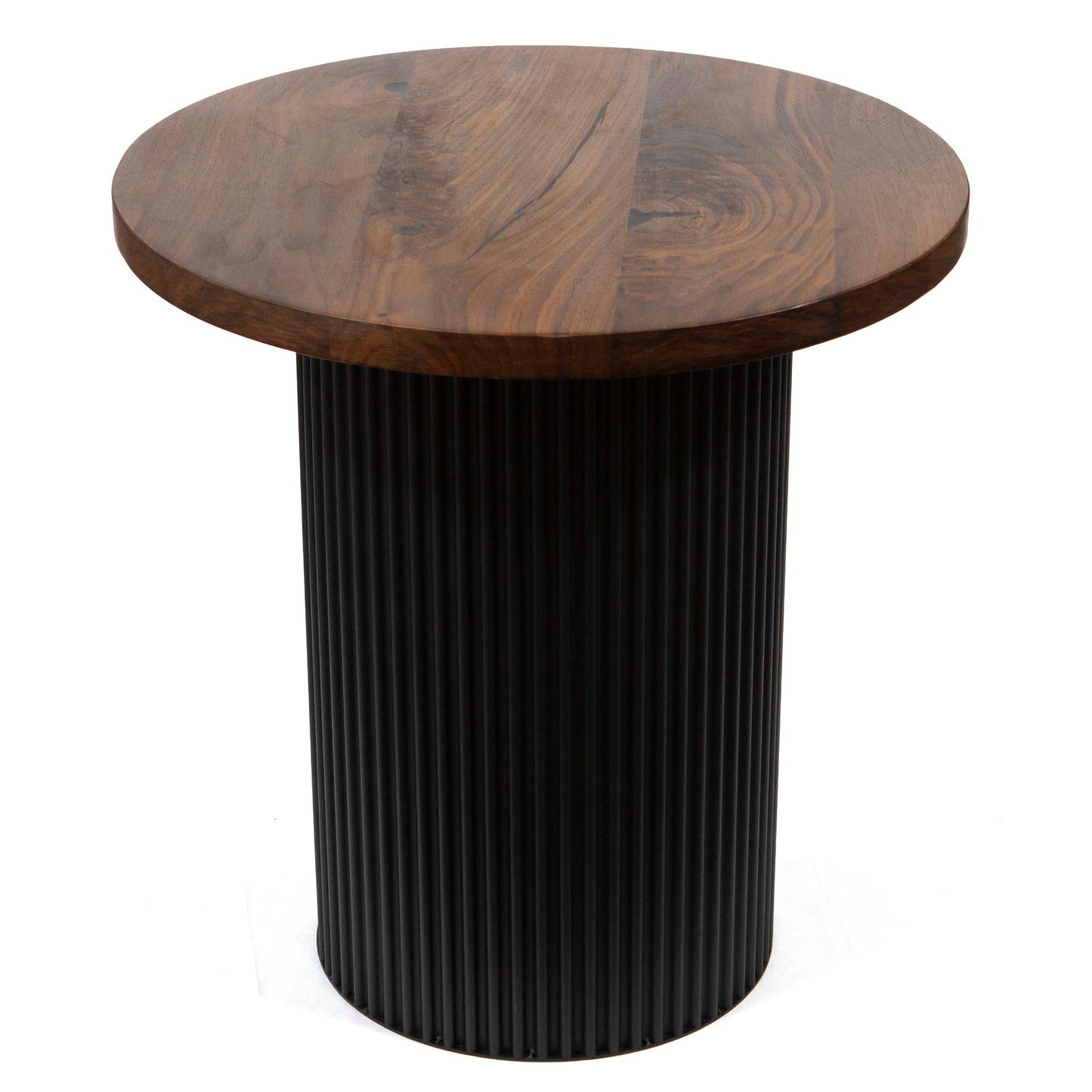 black walnut round side table