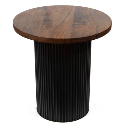 black walnut round side table