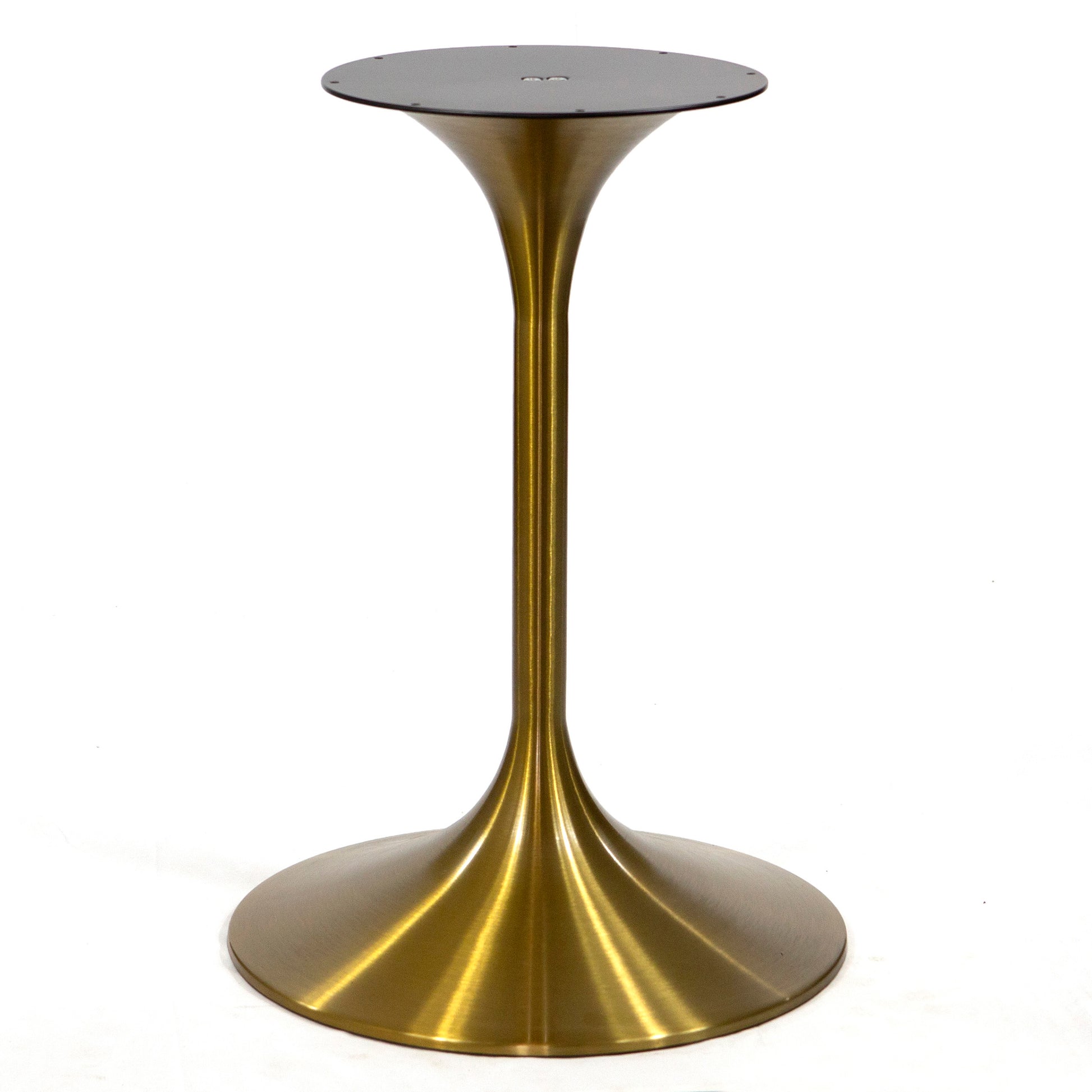 brushed gold color table base, tulip shaped
