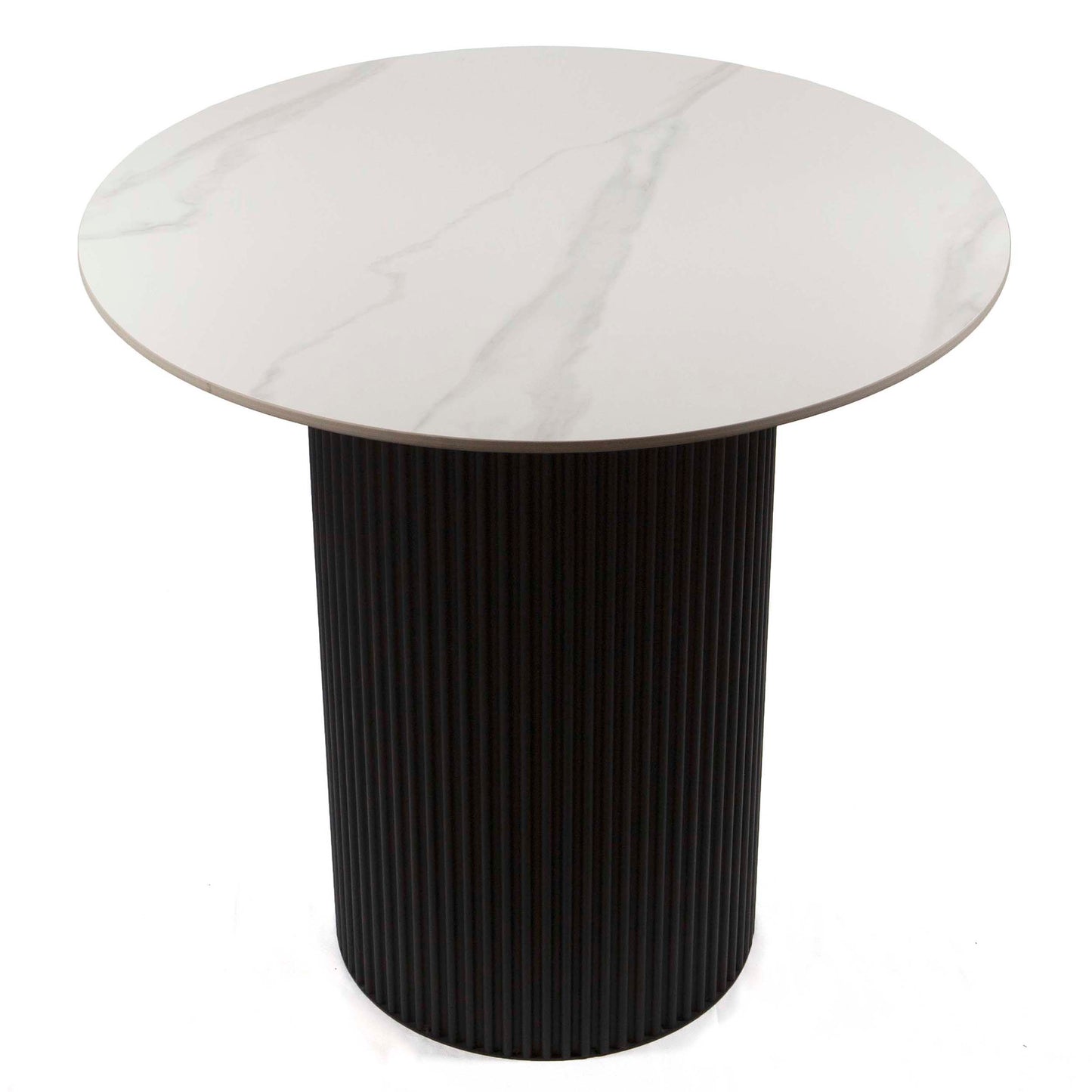 white sintered stone round cafe table