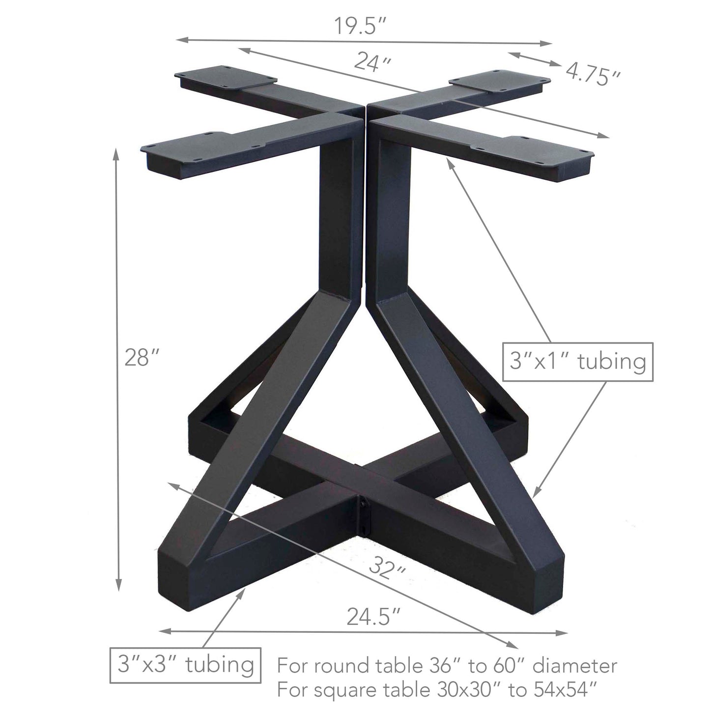 H28" Extra Wide Round Dining Table Legs, Round-Z Shaped #SS006