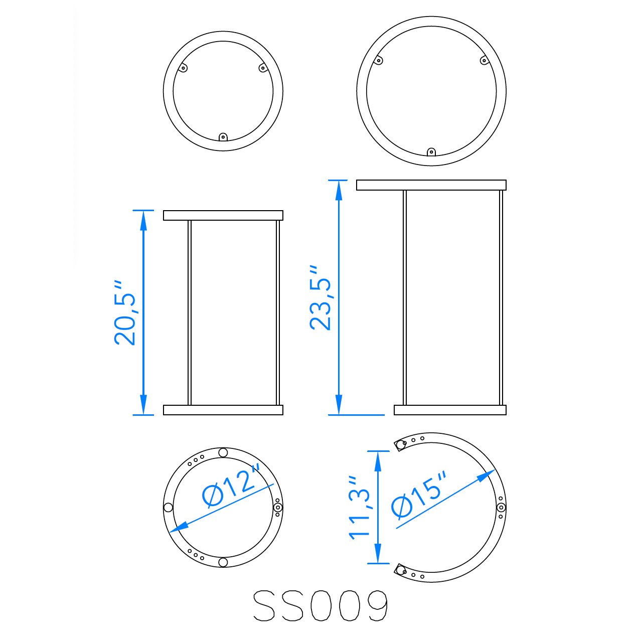 9-Pin Round Nesting Side Table Legs #SS009 Set/2