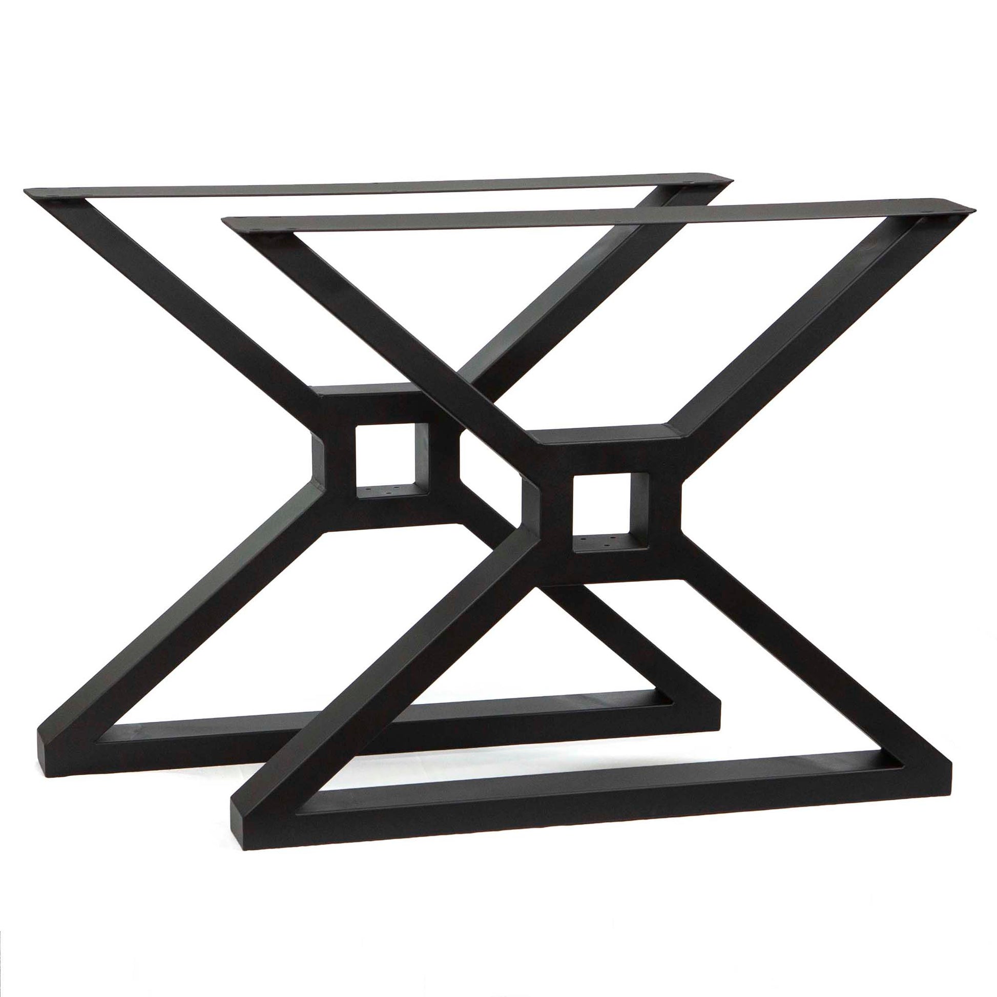 extra wide stretcher X shaped dining table legs