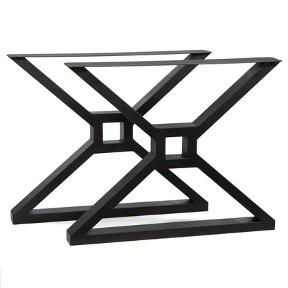 extra wide stretcher X shaped dining table legs