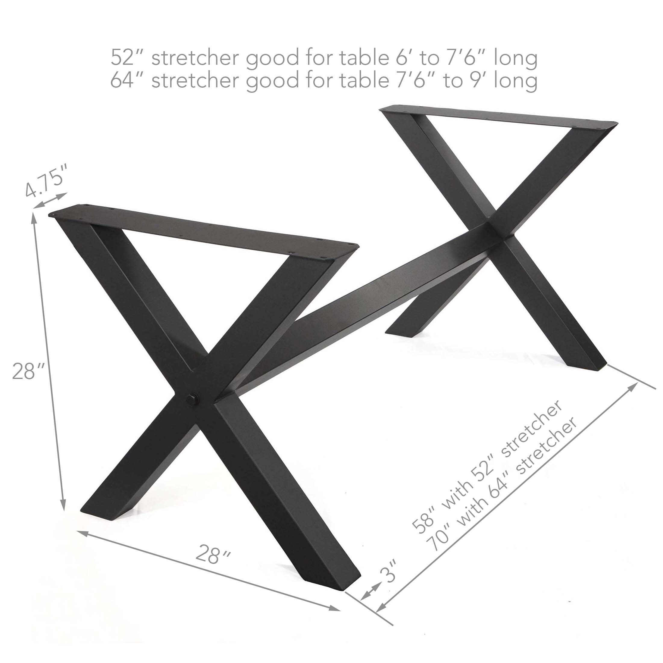 X-Shaped Dining Table Base w/Stretcher, #SS024 – Rusty Design Canada