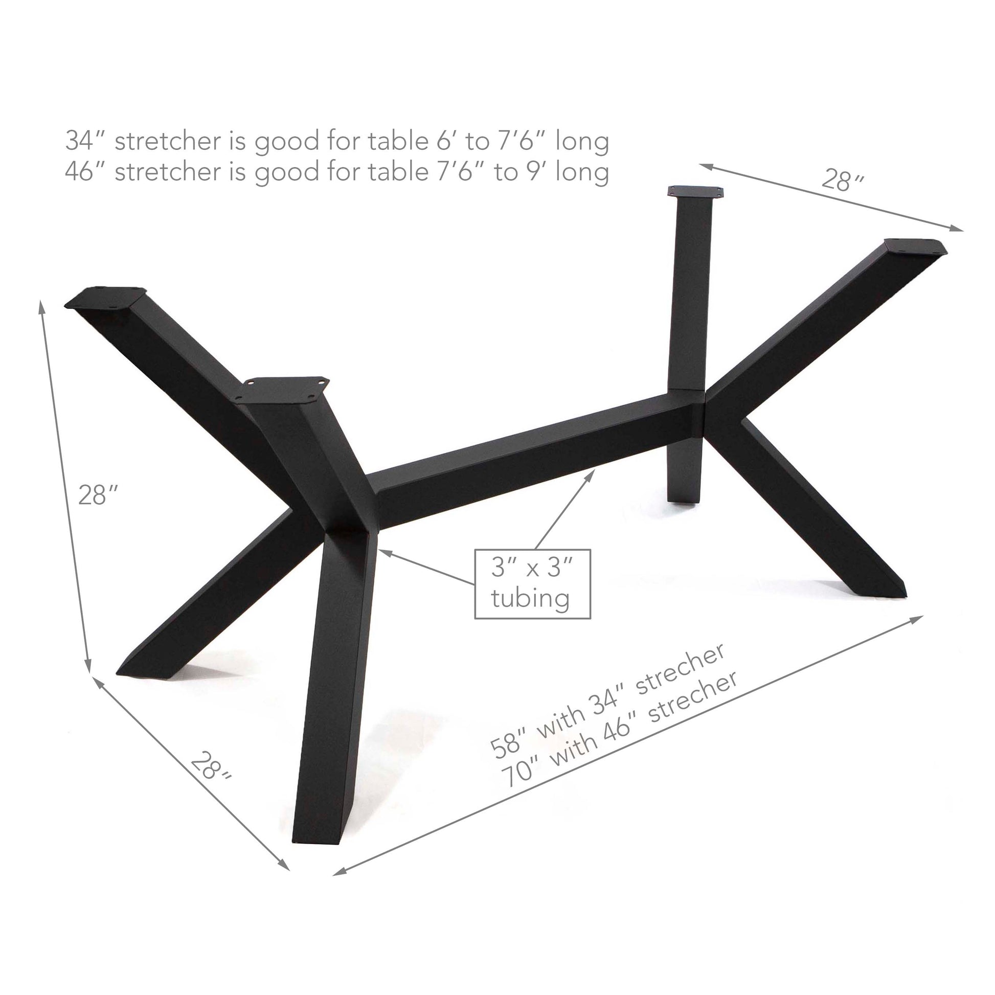 spider shaped dining table base with stretcher