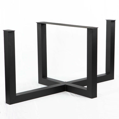 Cross U-Shaped Dining Table Base, Made in 3"x3" Tubing, #SS1415