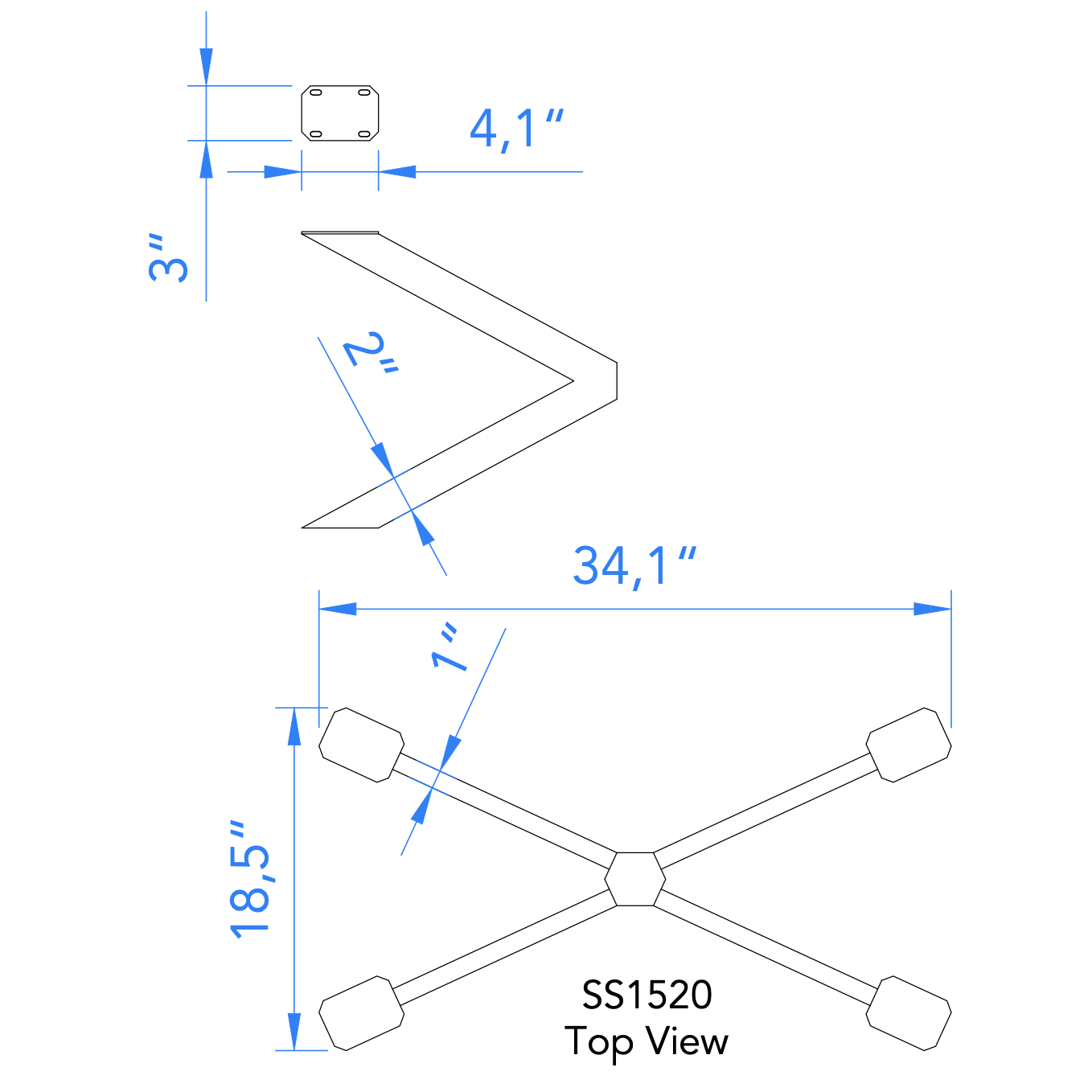 SS1520 coffee table legs drawing