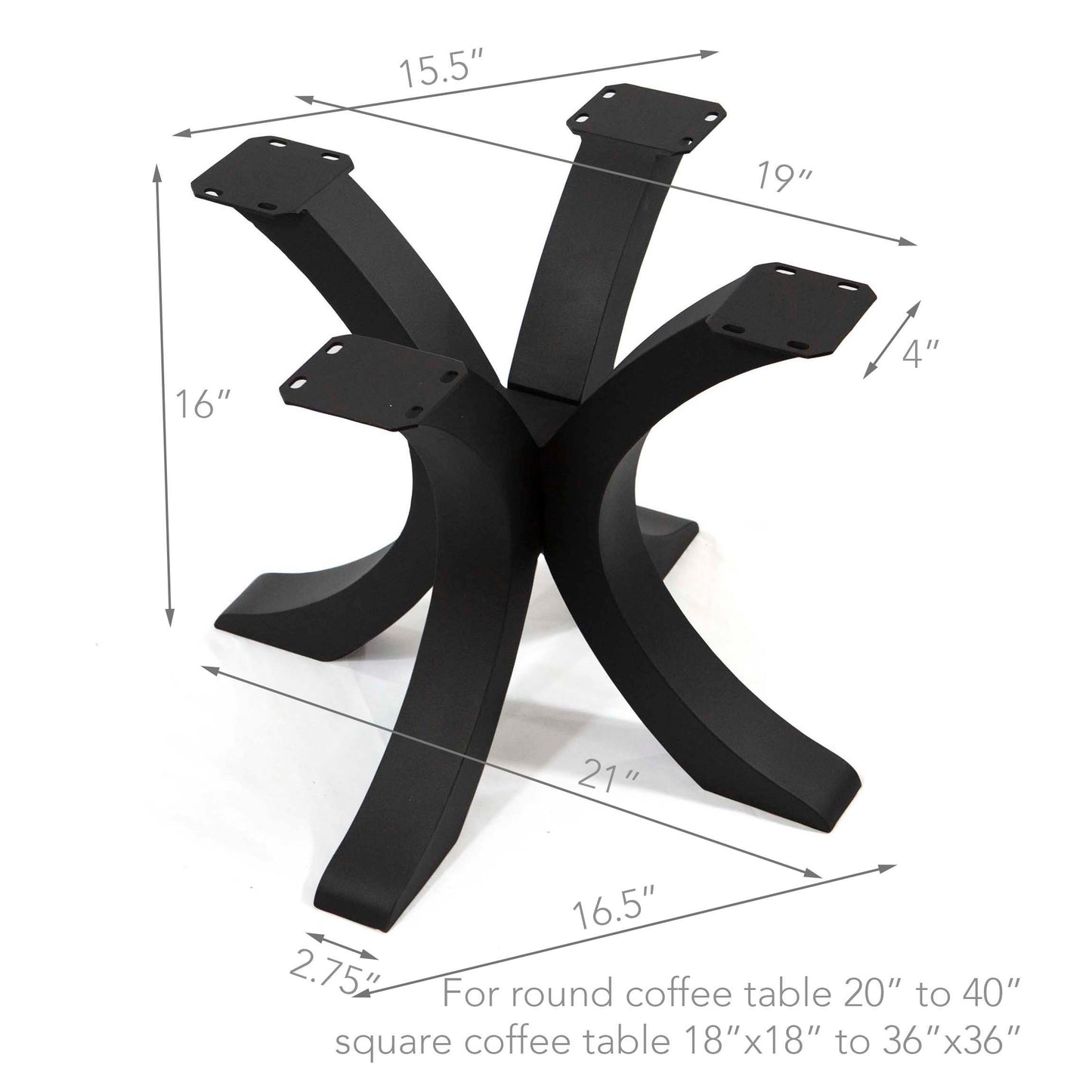 H16" Flowy X-Shaped Round Coffee Table Base #ST3011D