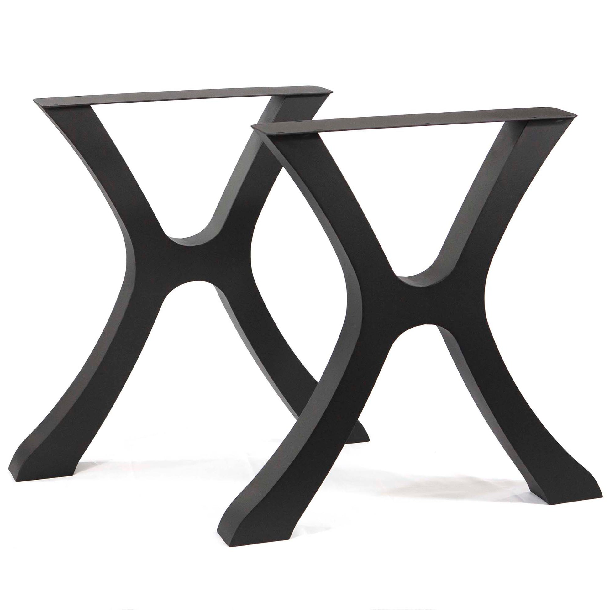 Black metal table leg design on a white background