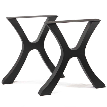 Black metal table leg design on a white background