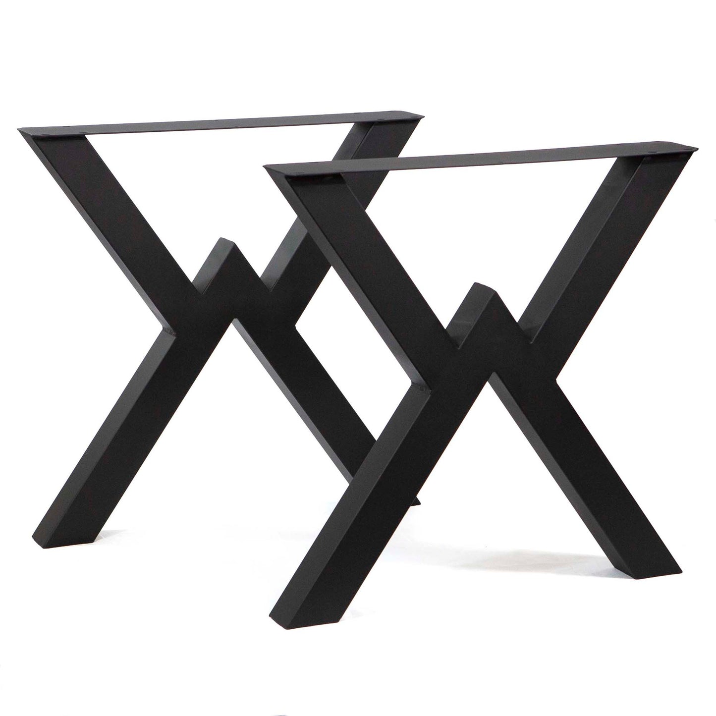 Black metal table legs with X-shaped design on a white background