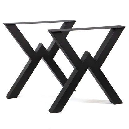 Black metal table legs with X-shaped design on a white background