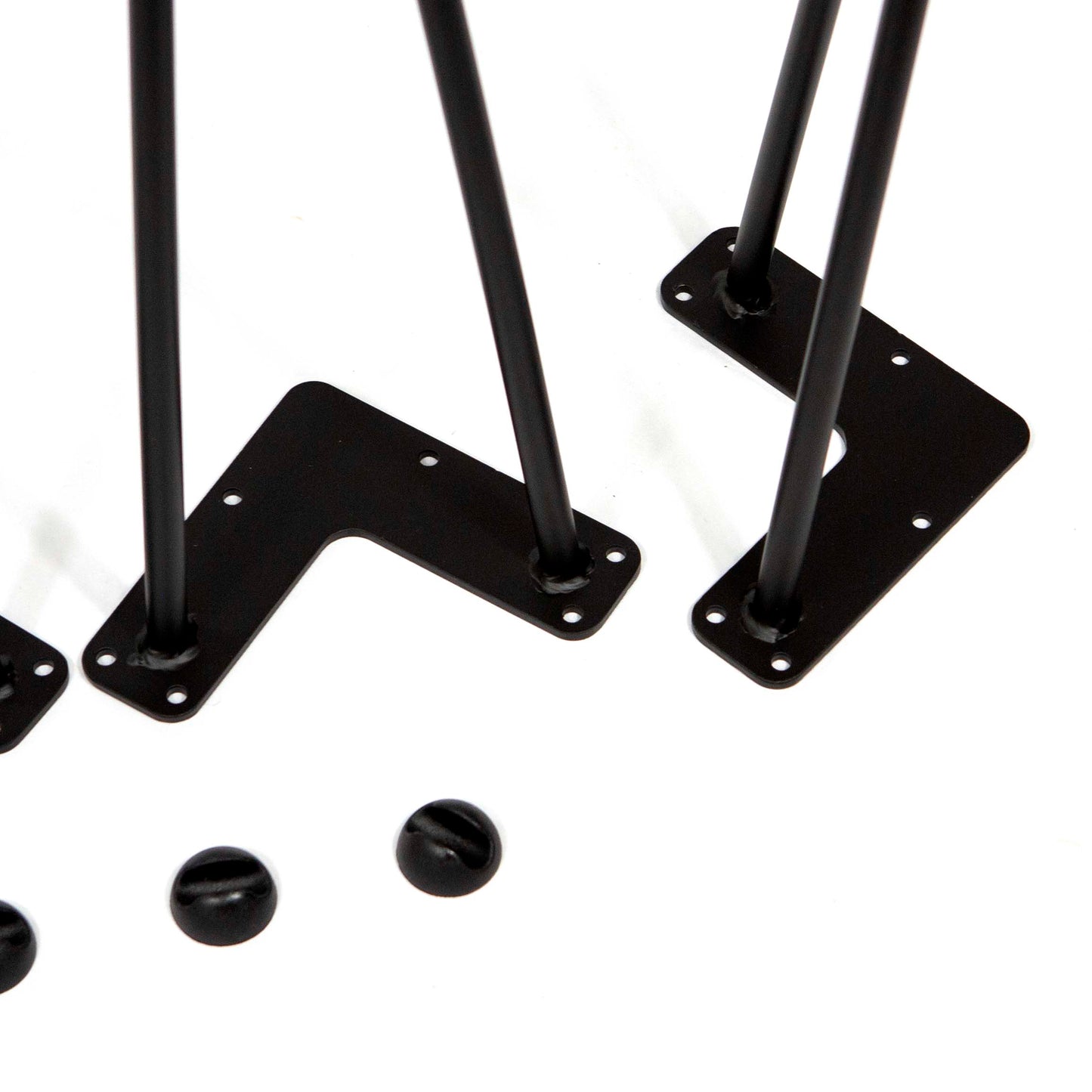 16" Hairpin Legs, 2-Rod Black Powder Coated, set/4, #W5031C4