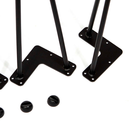 16" Hairpin Legs, 2-Rod Black Powder Coated, set/4, #W5031C4