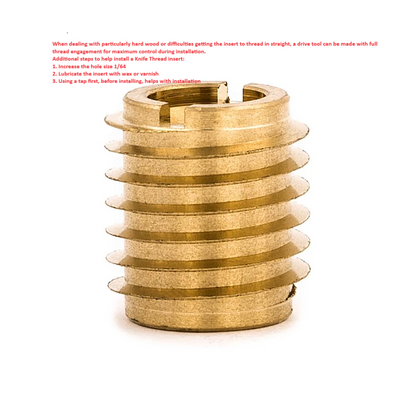 EZ-400-4 E-Z Knife™ Threaded Insert for Hard Wood - Brass - 1/4-20 (Pack of 25)