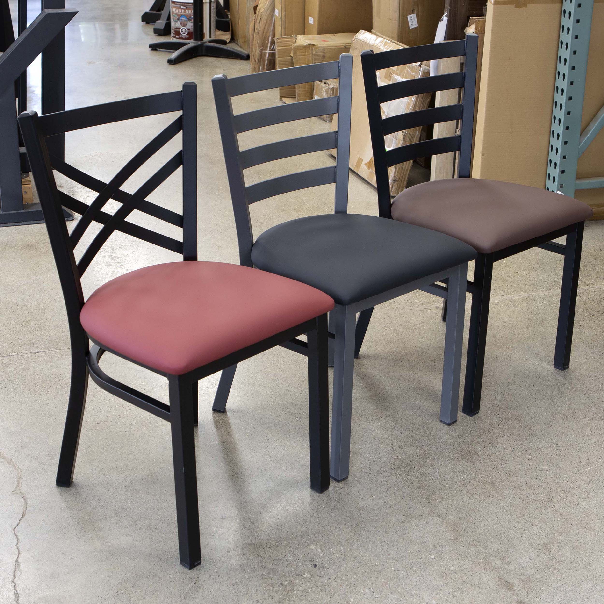 ダイニングチェア Daniel Ladder back chair Ladder Back Restaurant Chair, Gray Metal Frame with Coffee Color