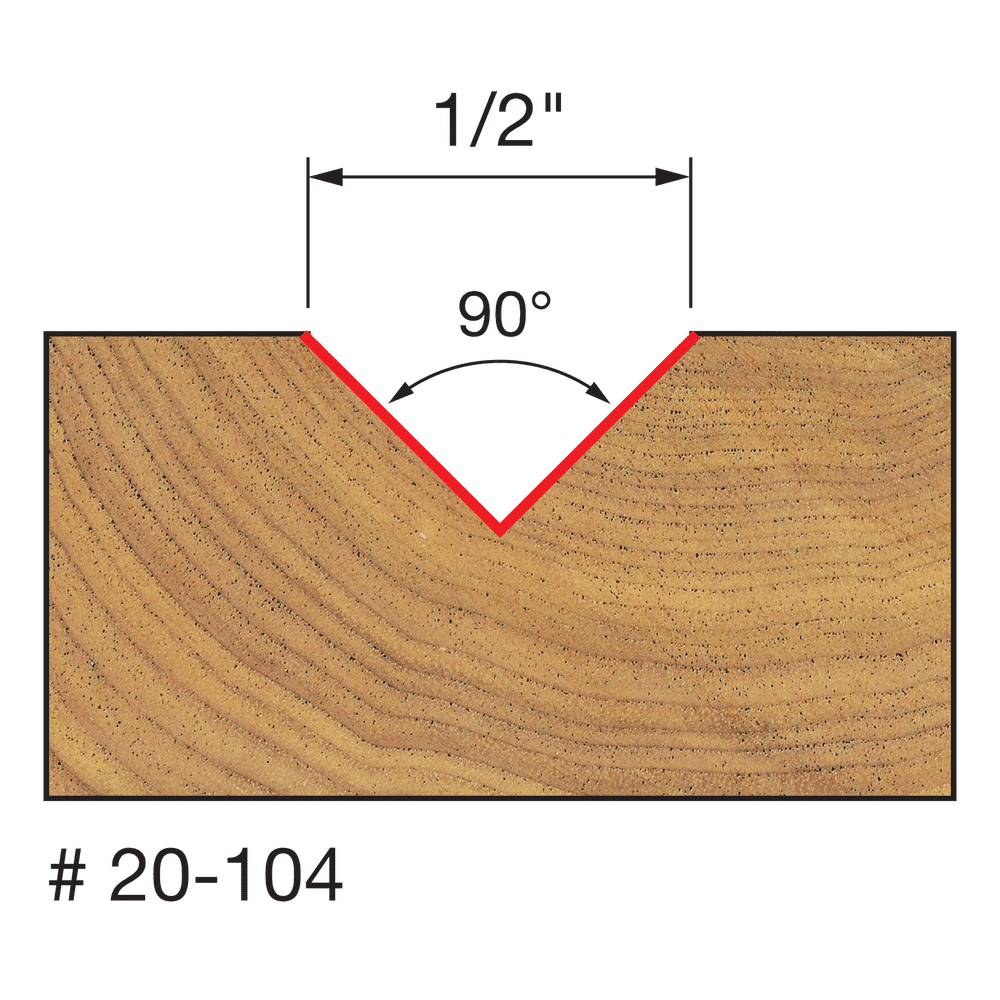 Freud 1/2" 90° V Grooving Bit (20-104)