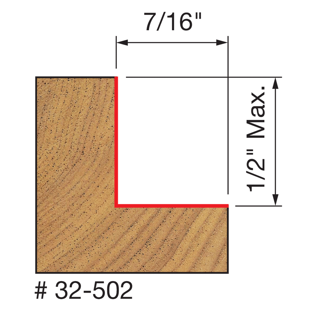 Freud 5/16",3/8",7/16",1/2" Depth Rabbeting Bit with Bearings (32-502)