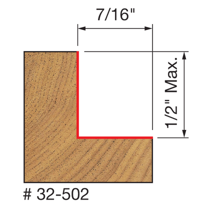 Freud 5/16",3/8",7/16",1/2" Depth Rabbeting Bit with Bearings (32-502)