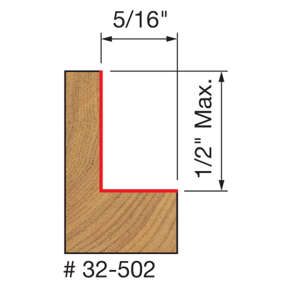 Freud 5/16",3/8",7/16",1/2" Depth Rabbeting Bit with Bearings (32-502)