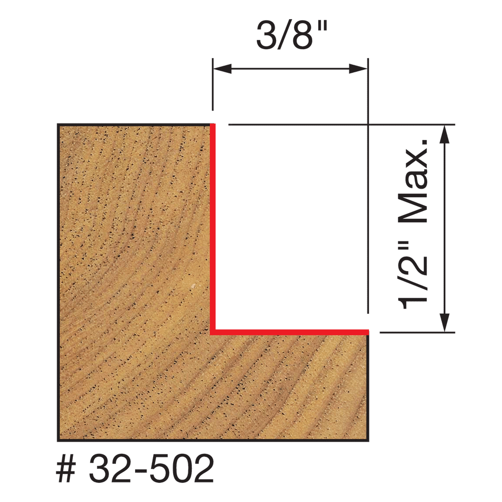 Freud 5/16",3/8",7/16",1/2" Depth Rabbeting Bit with Bearings (32-502)