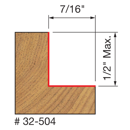 Freud flush, 1/8",1/4",5/16",3/8",7/16",1/2" Depth Rabbeting Bit with Bearings (32-504)