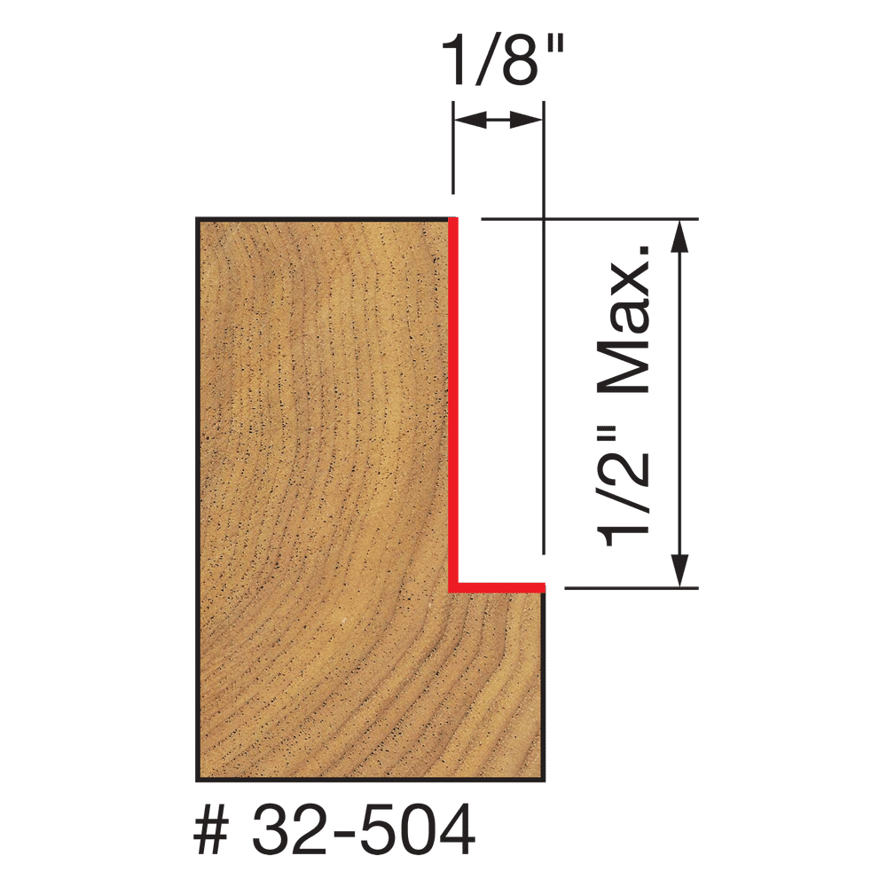 Freud flush, 1/8",1/4",5/16",3/8",7/16",1/2" Depth Rabbeting Bit with Bearings (32-504)