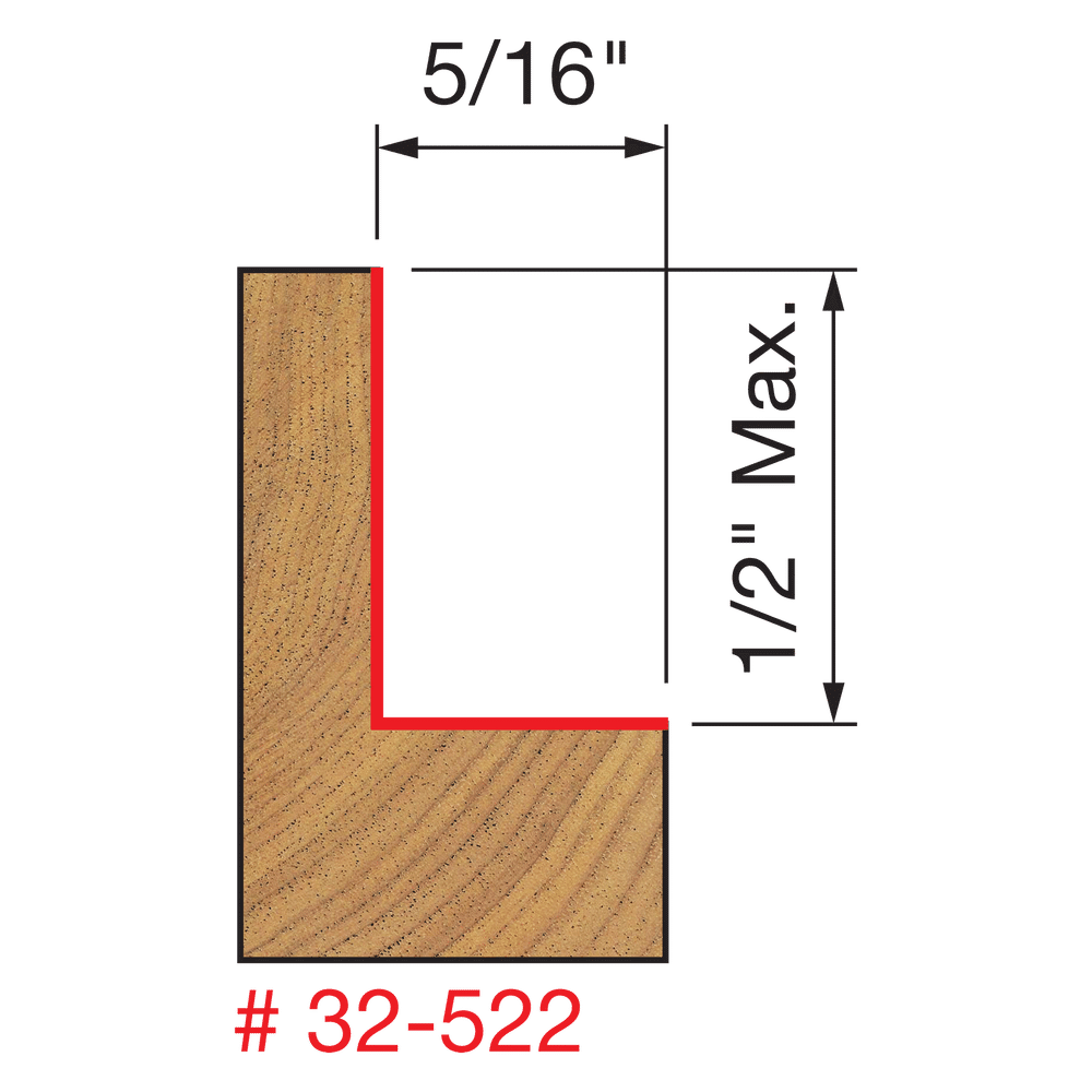 Freud 5/16", 3/8", 7/16", 1/2" Depth Rabbeting Bit with Bearings (32-522)