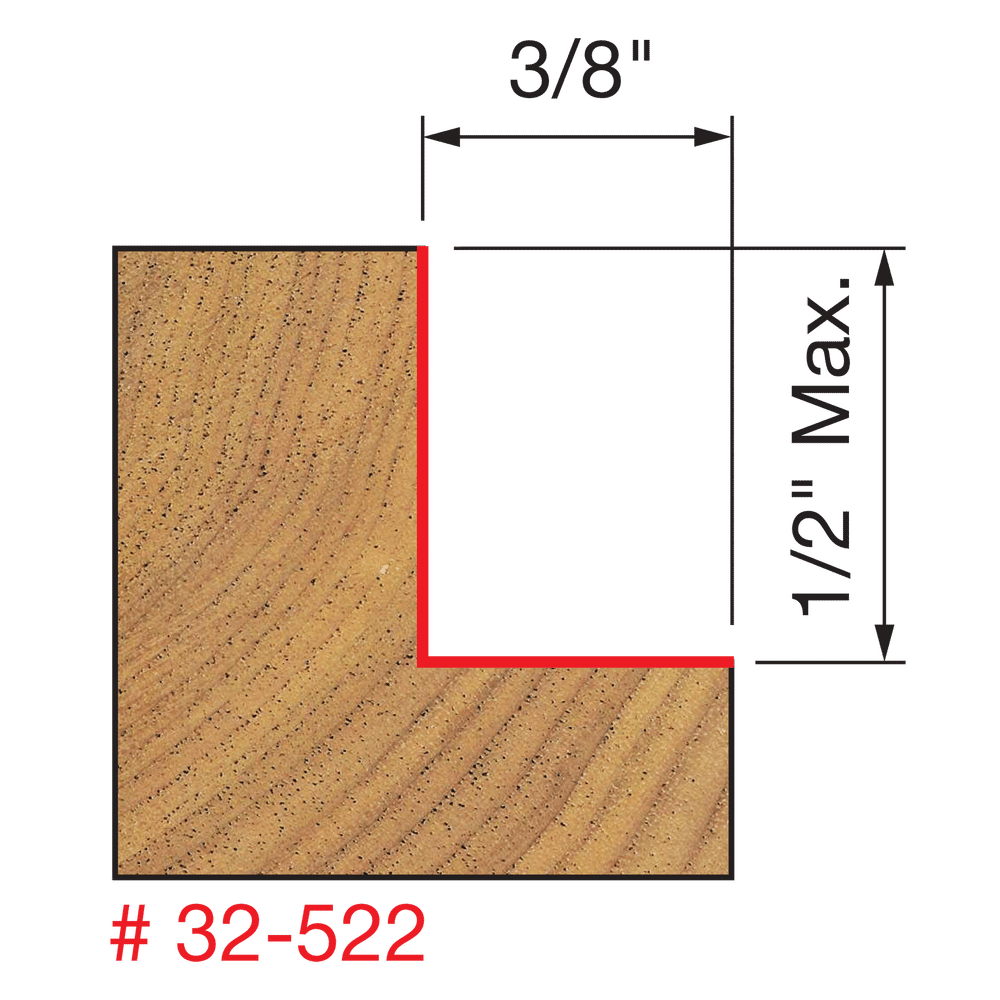 Freud 5/16", 3/8", 7/16", 1/2" Depth Rabbeting Bit with Bearings (32-522)