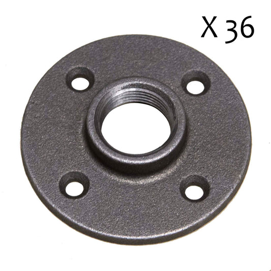 CLEARANCE - Black Iron Floor Flange 1", Pack 36