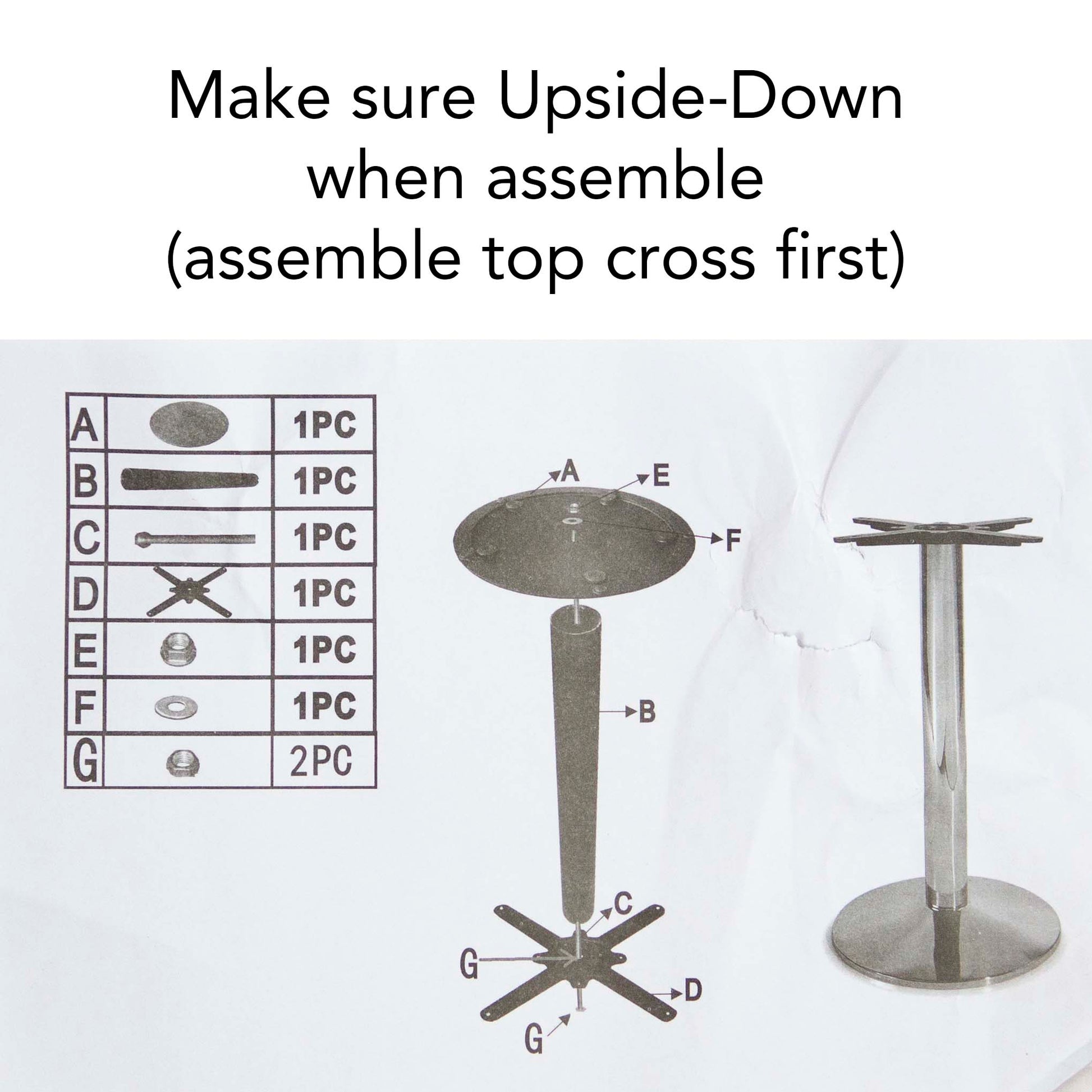 assembly instruction for cast iron bistro table base