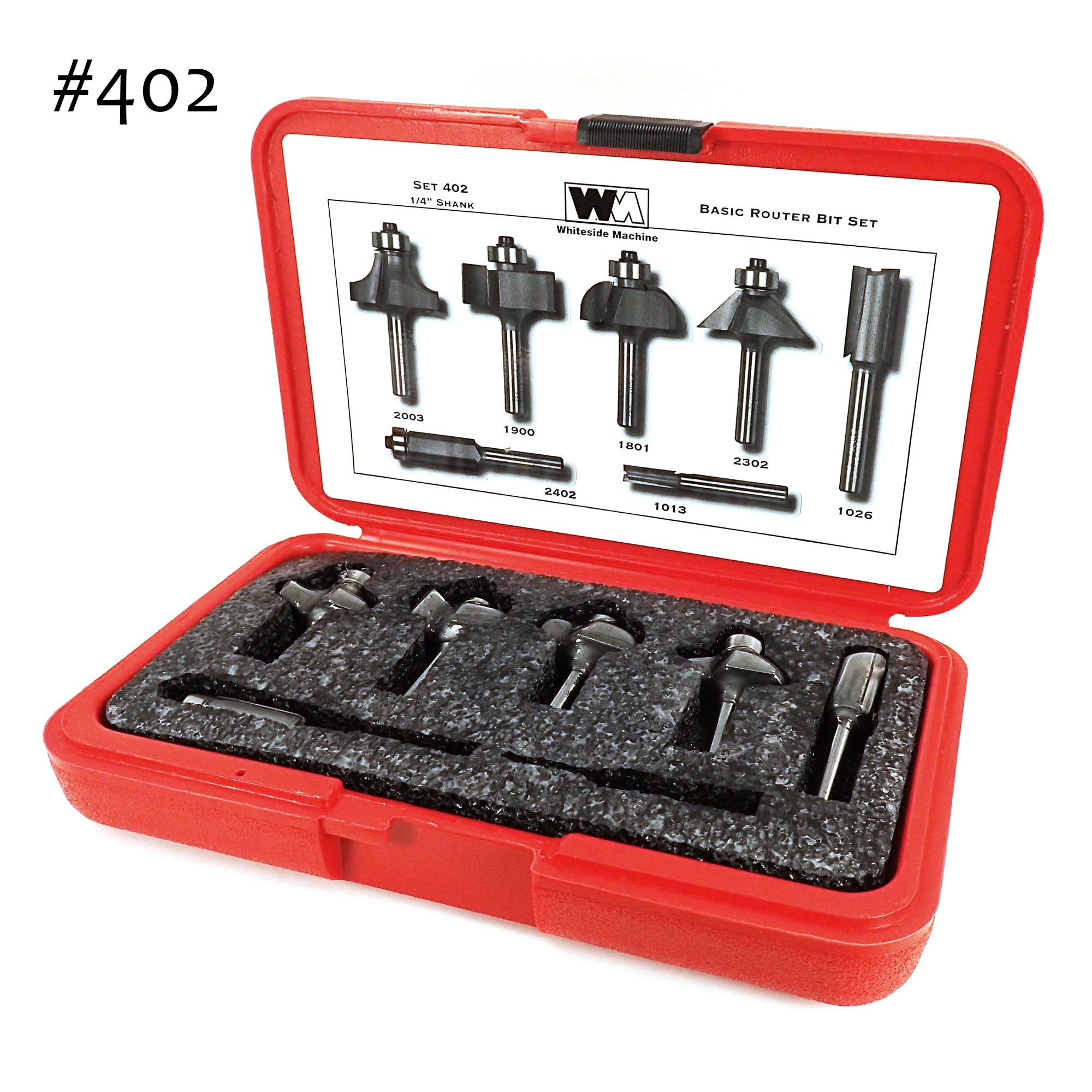 Whiteside Router Bit Set Whiteside, #402 Basic Router Bit Set, 1/4