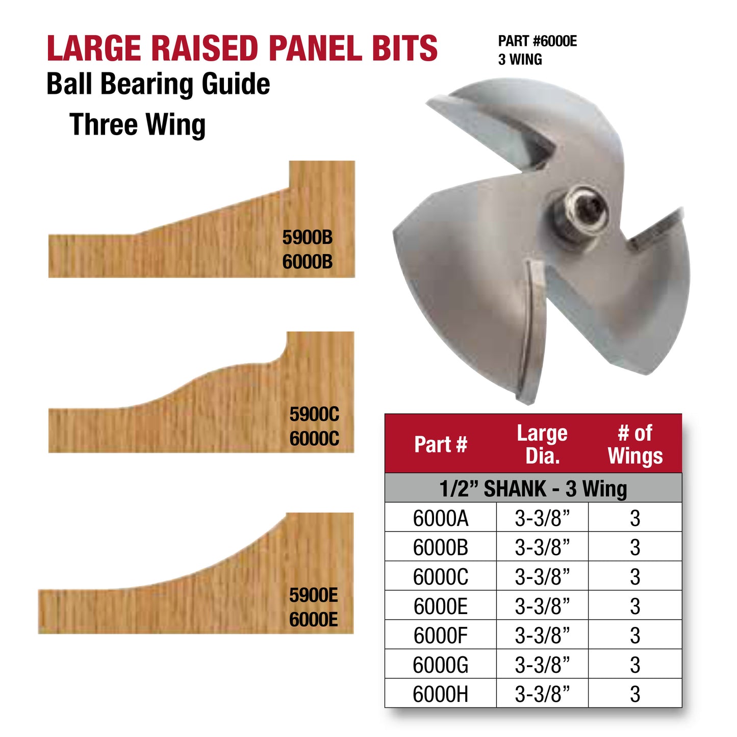 Whiteside, Large Raised Panel Router Bits