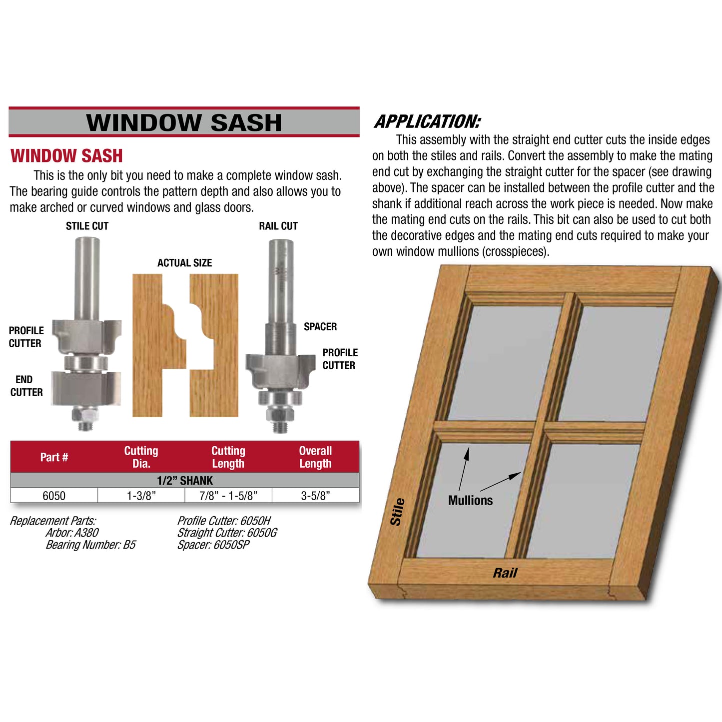 Whiteside, Window Sash Router Bits #6050