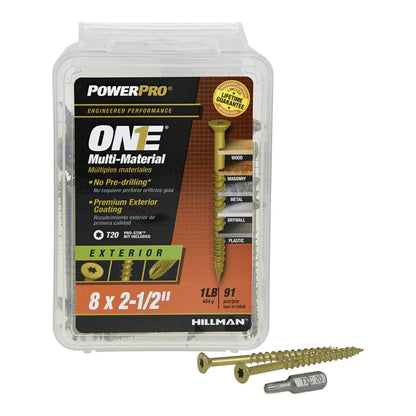 Hillman PowerPro®, ONE® Multi-Material Screws, Flat Head Star Drive (17 Variants)