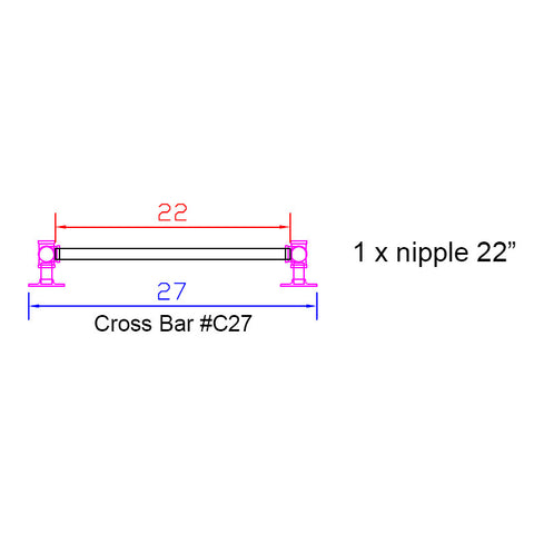 H28" - BKT2828C Pipe Legs KIT for Dining Table, T shape, 28" x H28", Pack of 2 with Cross Bar - RustyDesign