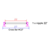 H28" - BKT1828C Pipe Legs KIT for Console Table Narrow Desk, T shape, 18" x H28" Pack of 2 with Cross Bar - RustyDesign