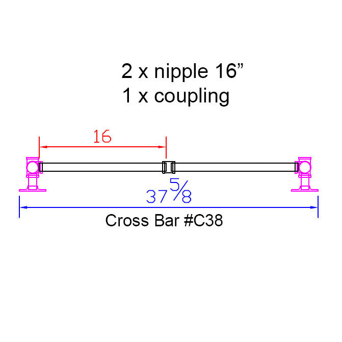 H28" - BKT2828C Pipe Legs KIT for Dining Table, T shape, 28" x H28", Pack of 2 with Cross Bar - RustyDesign