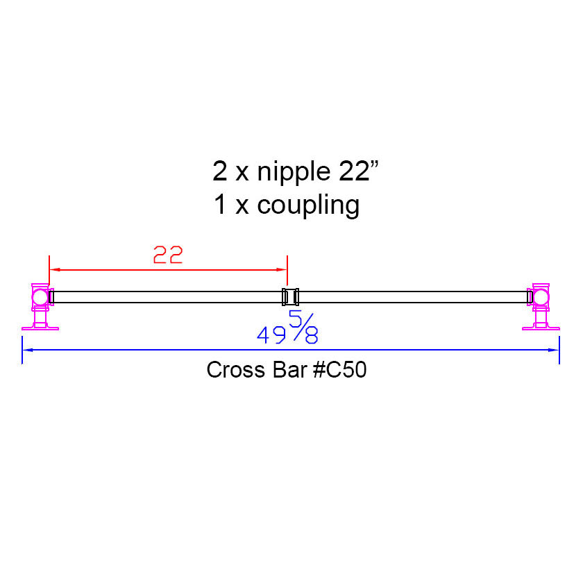 H28" - BKT1828C Pipe Legs KIT for Console Table Narrow Desk, T shape, 18" x H28" Pack of 2 with Cross Bar - RustyDesign