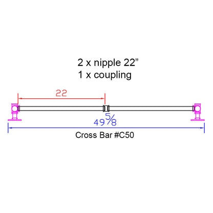 H28" - BKT1828C Pipe Legs KIT for Console Table Narrow Desk, T shape, 18" x H28" Pack of 2 with Cross Bar - RustyDesign