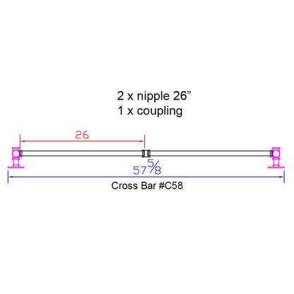 H28" - BKT2828C Pipe Legs KIT for Dining Table, T shape, 28" x H28", Pack of 2 with Cross Bar - RustyDesign